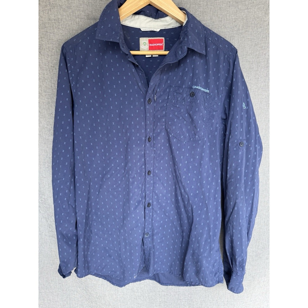 Craghoppers Insect Shield Button‎ Up Shirt Mens Sz. M Blue Long Sleeve